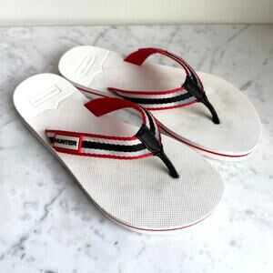 Hunter White Red Black Flip Flops Women’s Sandals Size 6
